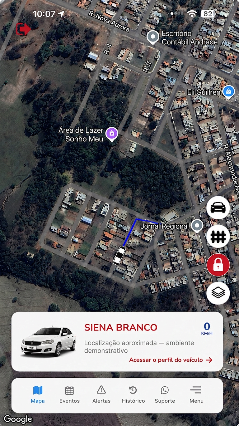 Plataforma USAGPS no aplicativo mobile